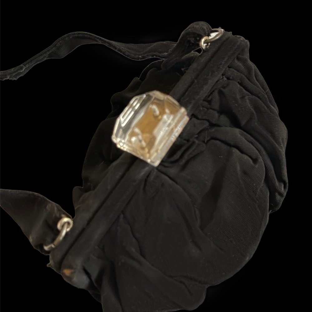 Antique ART DECO black evening bag with Diamond lucite closure